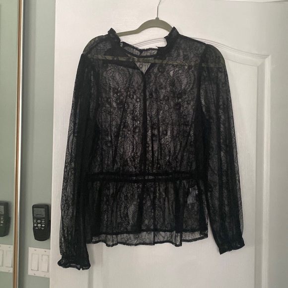 Banana Republic Black Lace See-Through Blouse - Picture 2 of 5